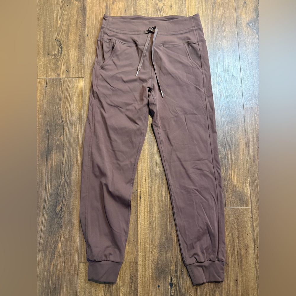 Flex It Pink Athletic Leggings Joggers Brown Size Large Drawstring Pockets